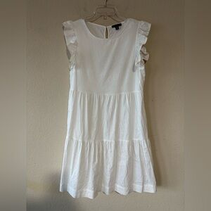 Women M Saks Fifth Avenue Tiered Sun Flounce Peasant Boho Dress Linen Cotton